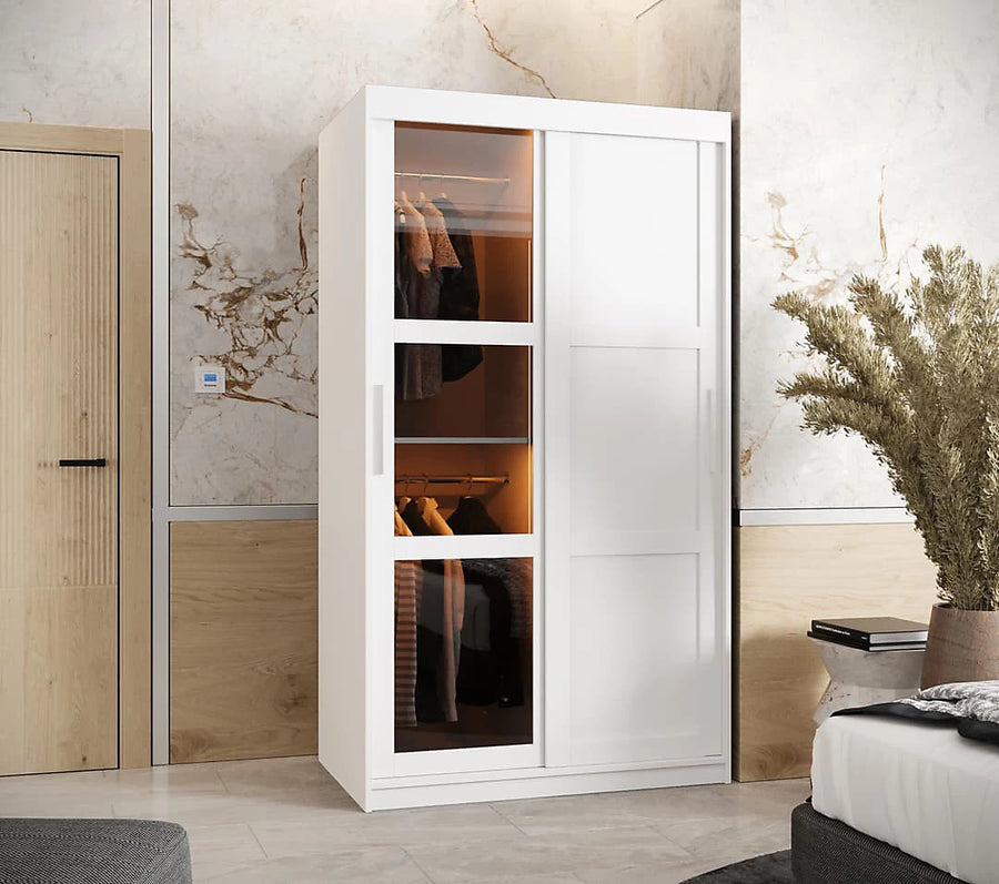 Parma III Sliding Door Wardrobe with Shelves - White Matt