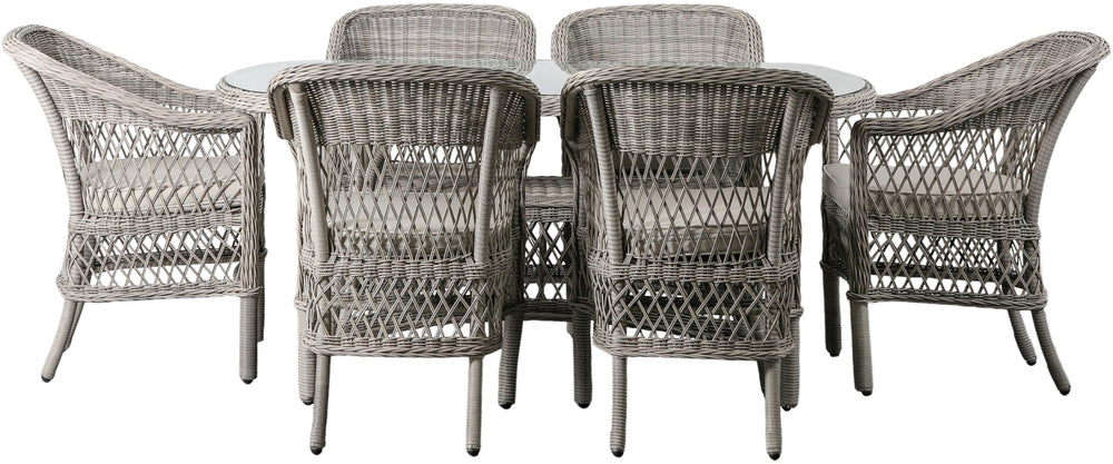 Menton 6 Seater Oval Dining Set Stone