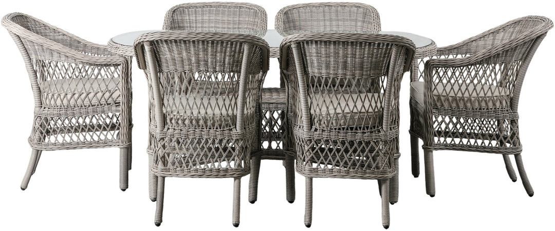 Menton 6 Seater Oval Dining Set Stone