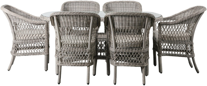 Menton 6 Seater Oval Dining Set Stone