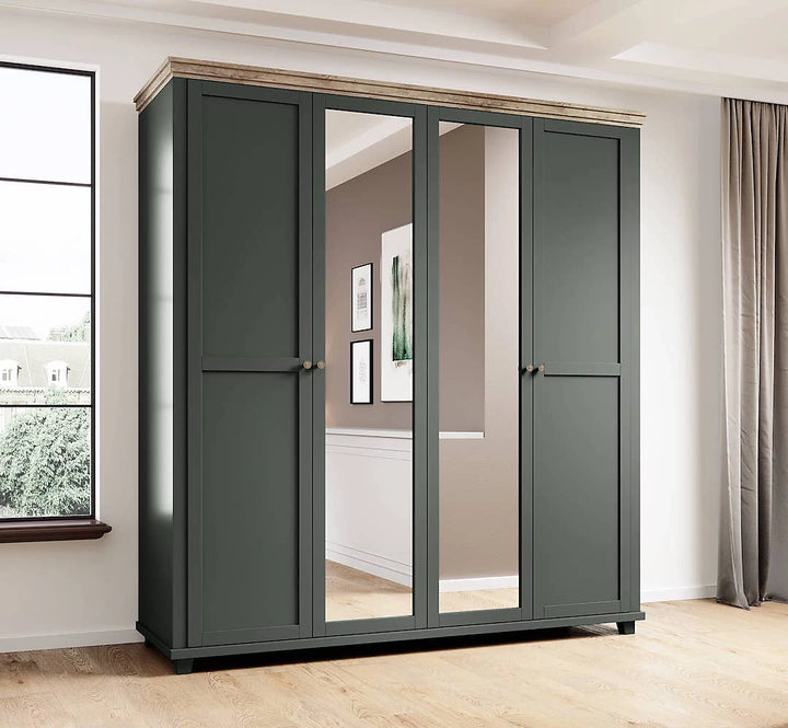 Evora 20 Hinged Wardrobe Green & Oak Lefkas Harmony