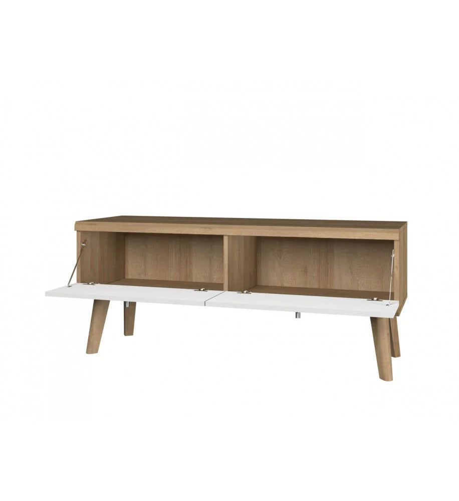 Elegant Primo TV Cabinet In White and Oak Riviera - Versatile Entertainment Storage