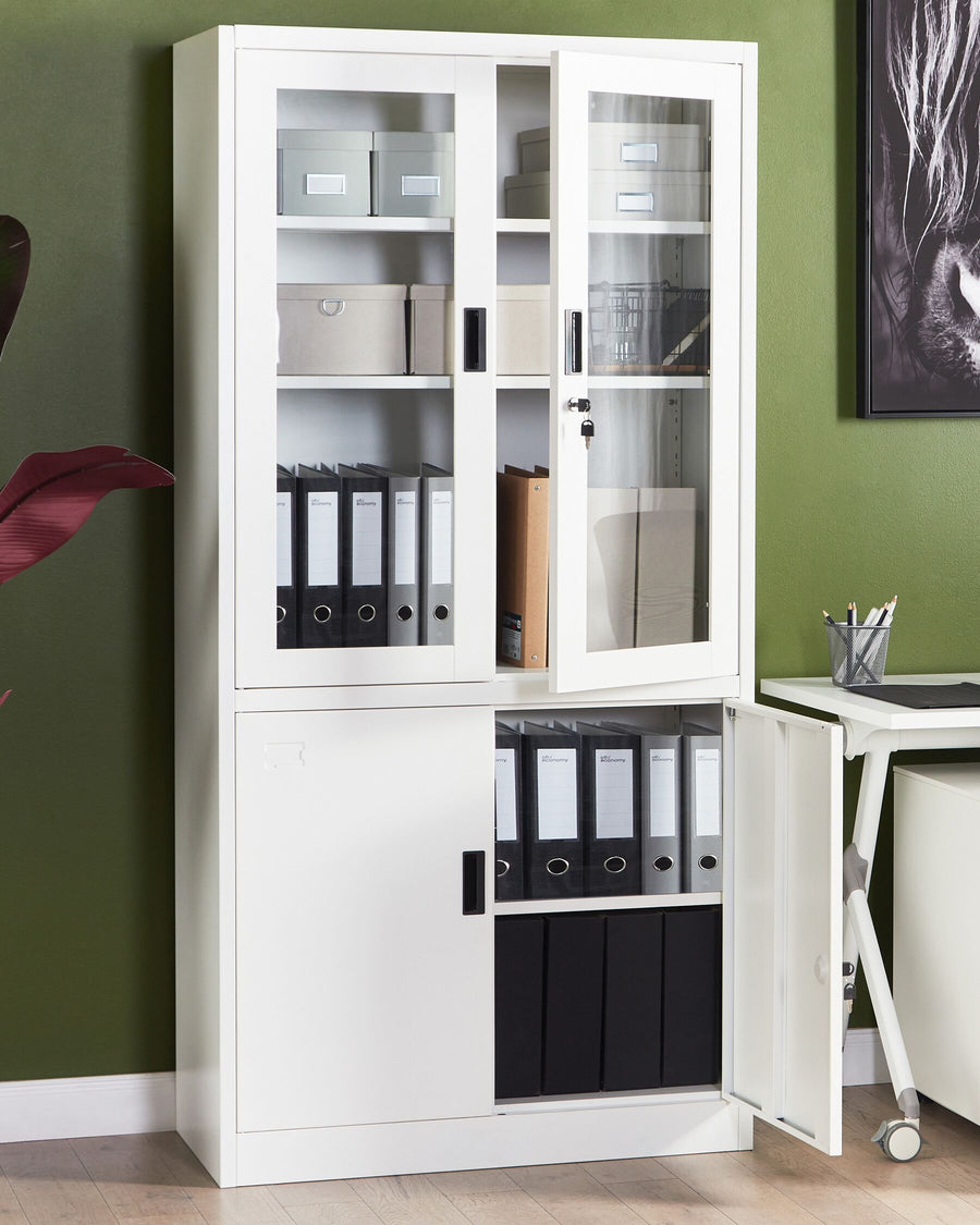 Malachite Metal Display Cabinet White