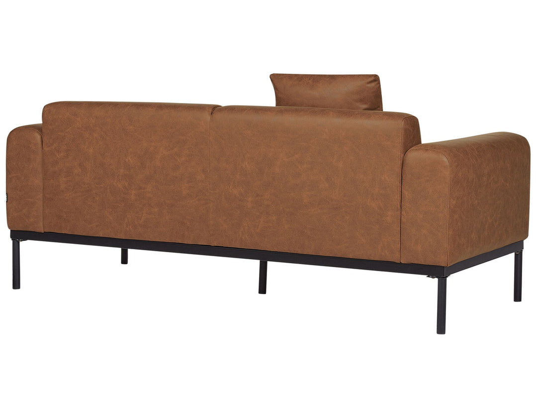 Malmos 2 Seater Faux Leather Sofa Brown