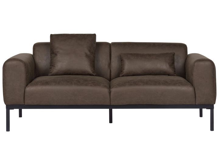 Malmos 2 Seater Faux Leather Sofa Dark Brown