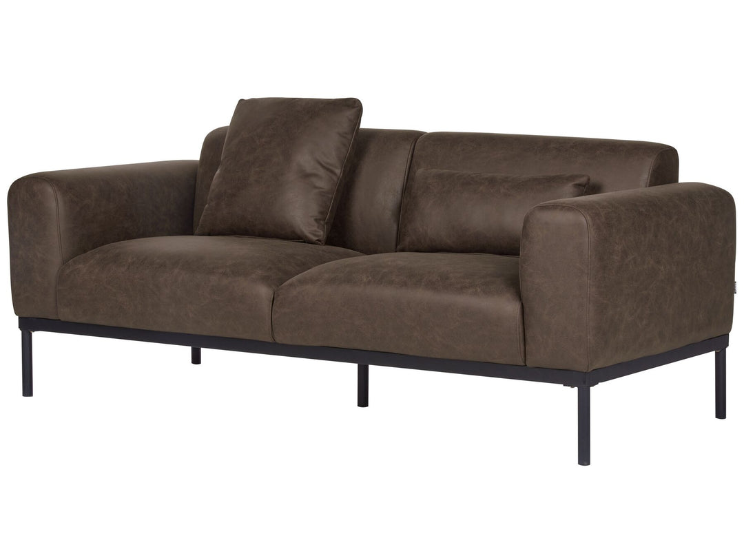 Malmos 2 Seater Faux Leather Sofa Dark Brown