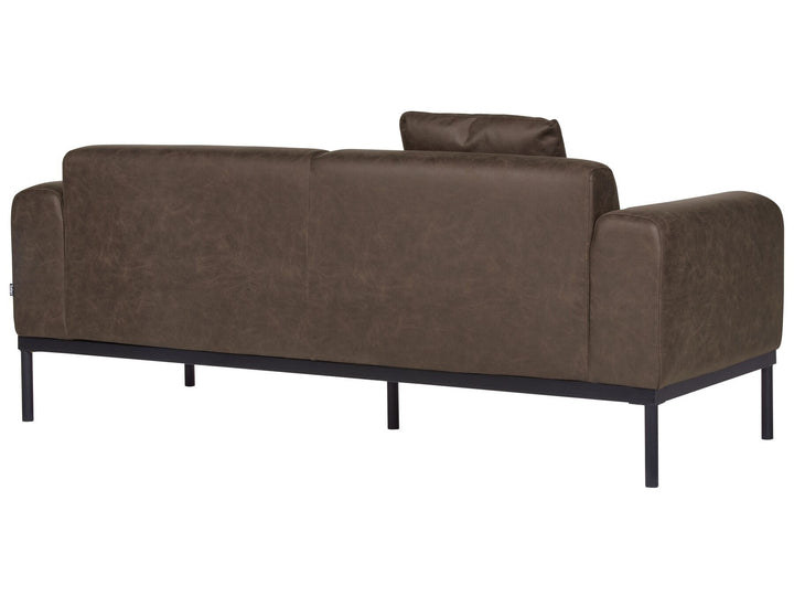 Malmos 2 Seater Faux Leather Sofa Dark Brown