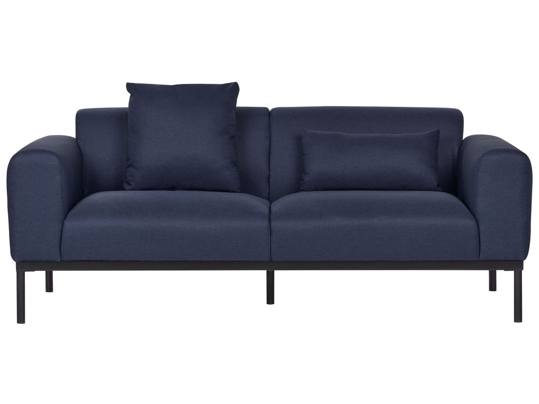 Malmos 2 Seater Faux Linen Sofa Dark Blue