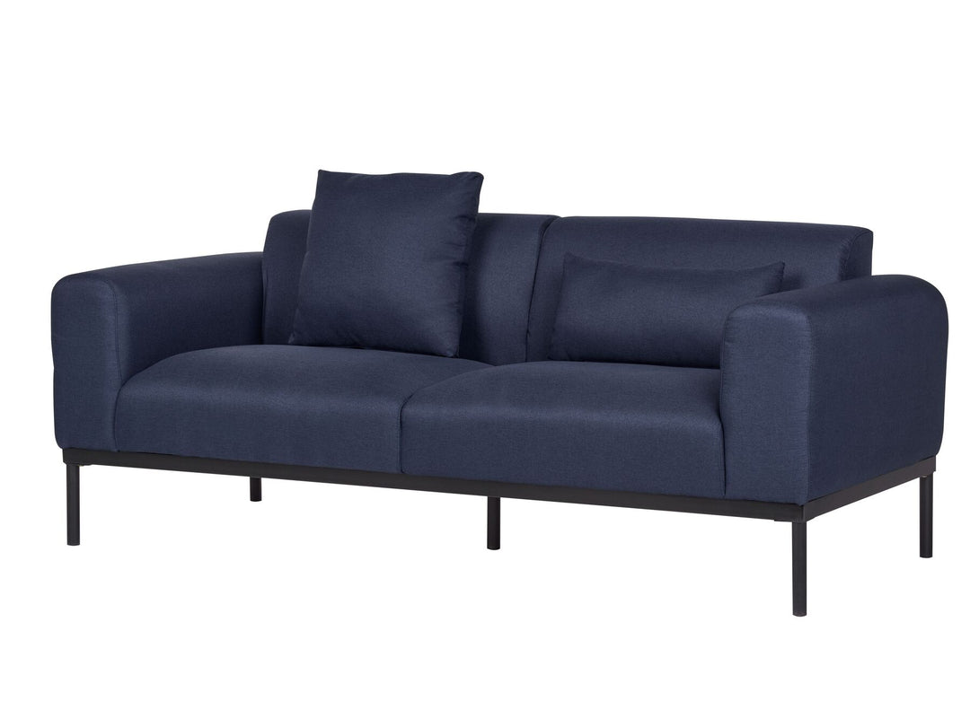 Malmos 2 Seater Faux Linen Sofa Dark Blue