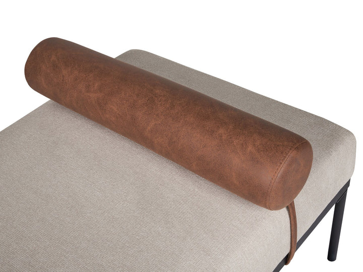 Malmos Faux Linen/Faux Leather Chaise Lounge Beige and Brown