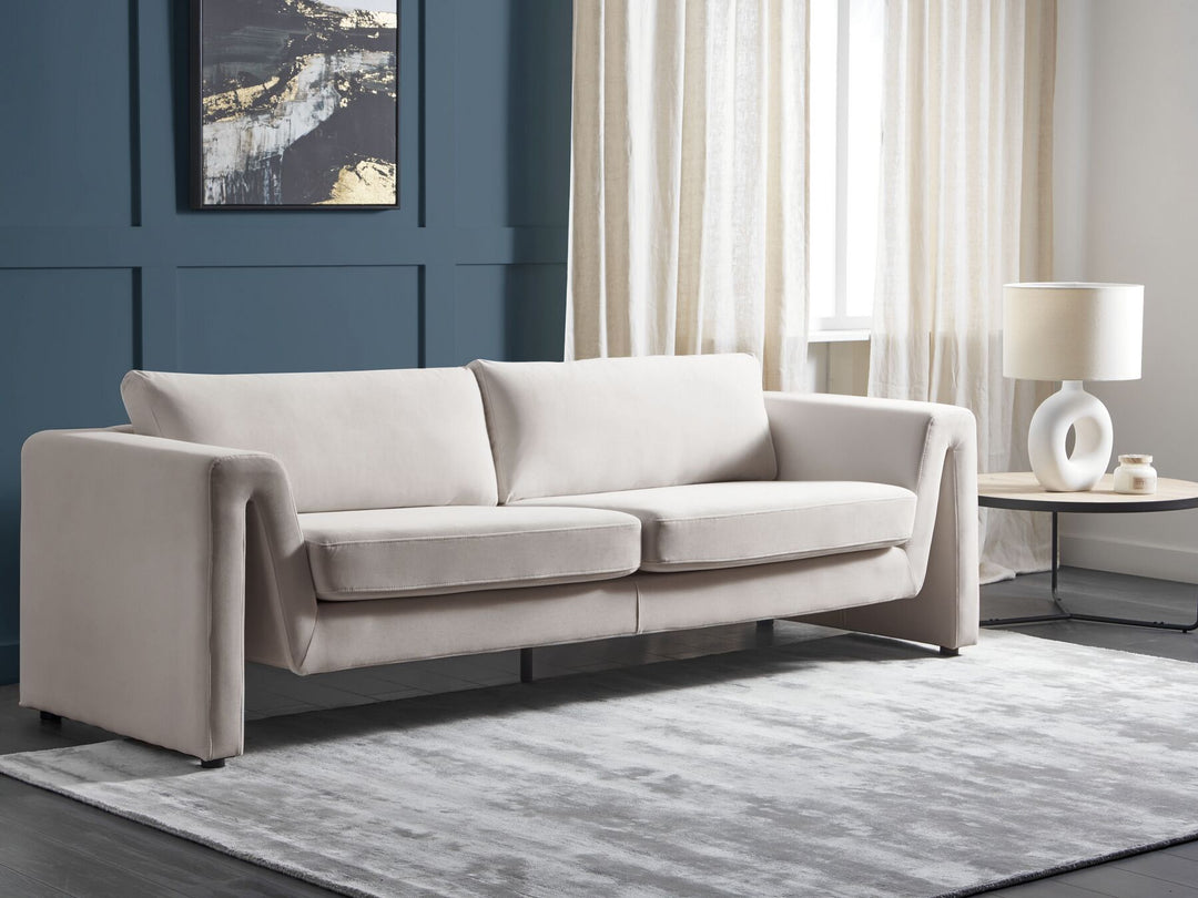 Maunu 3 Seater Velvet Sofa Light Beige