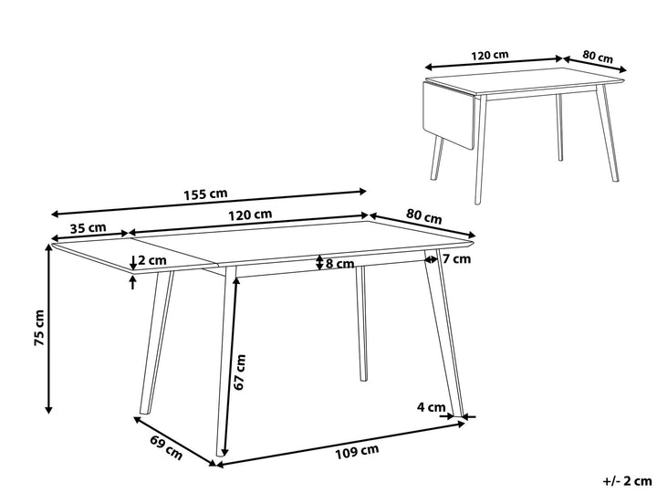 Elanora Extending Dining Table 120/155 cm x 80 cm White