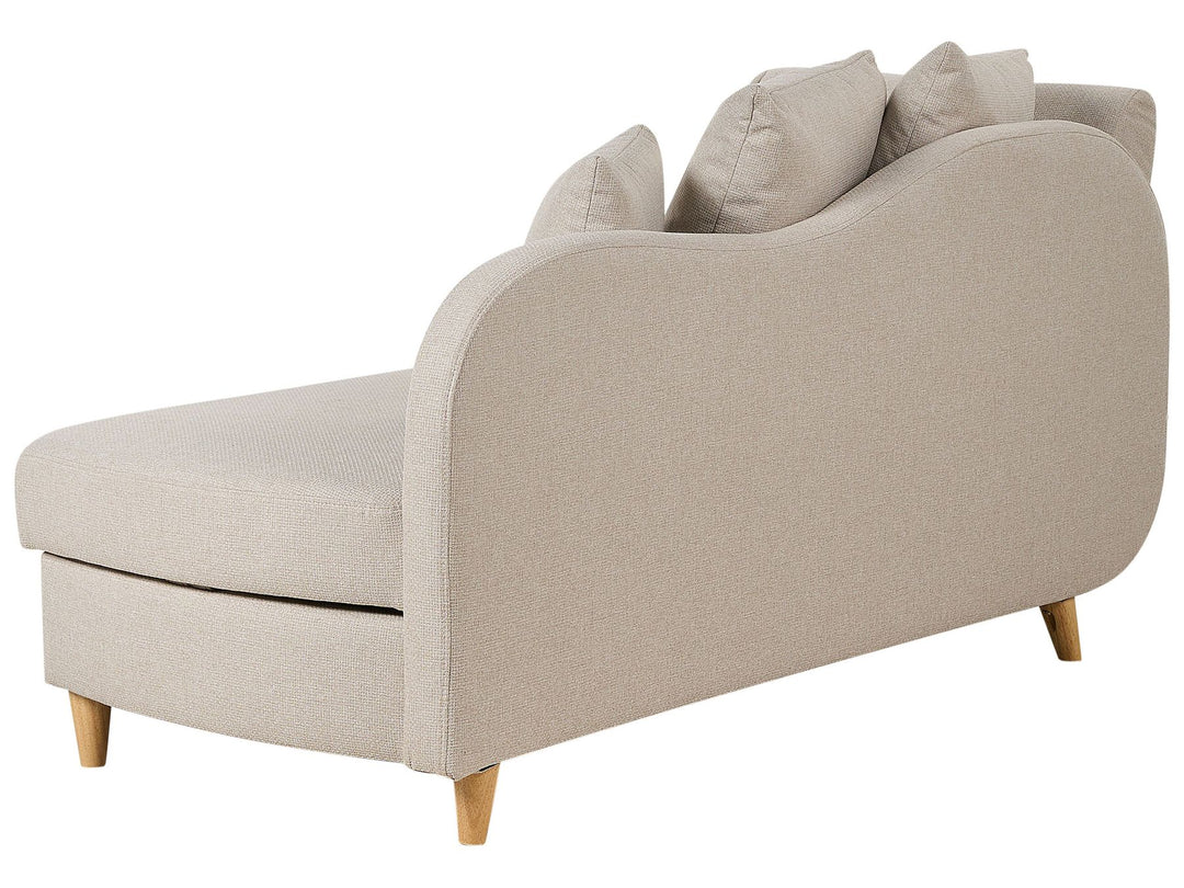 Meri II Left Hand Fabric Chaise Lounge with Storage Beige