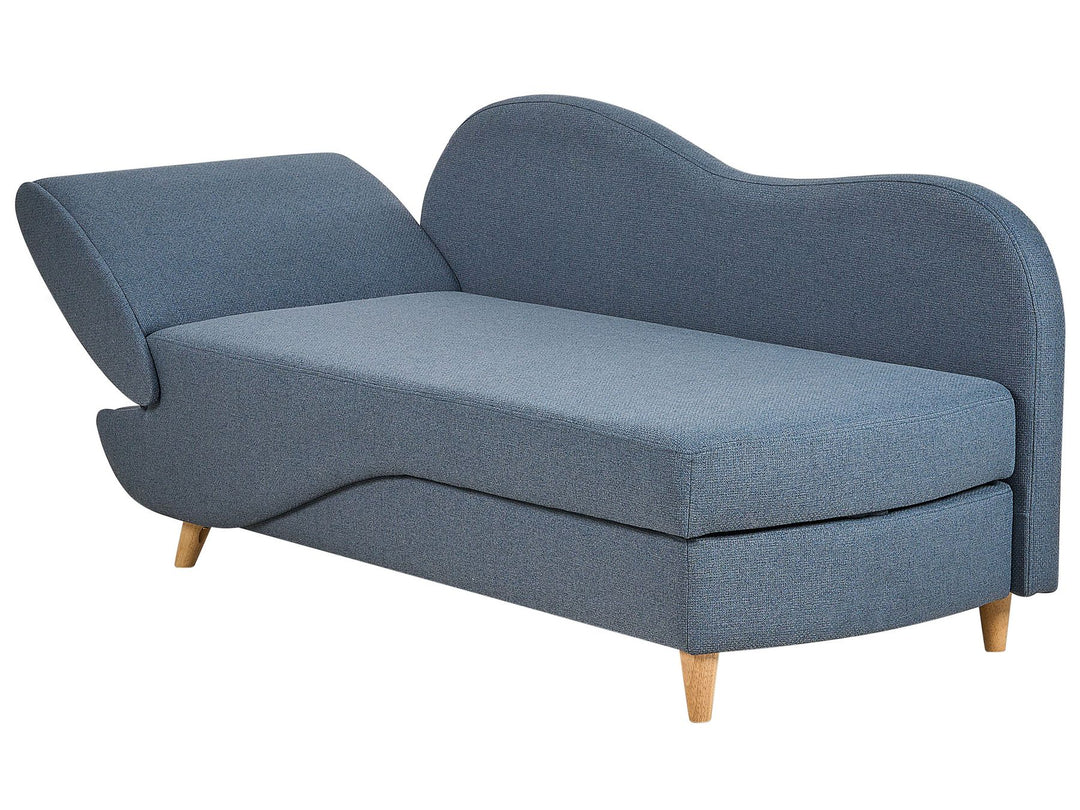 Meri II Left Hand Fabric Chaise Lounge with Storage Blue