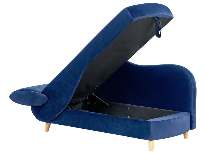 Meri II Left Hand Velvet Chaise Lounge with Storage Blue