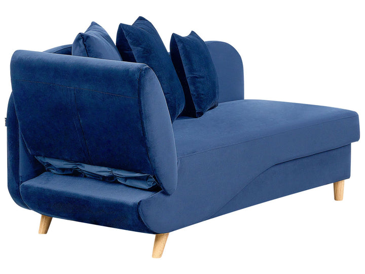 Meri II Left Hand Velvet Chaise Lounge with Storage Blue