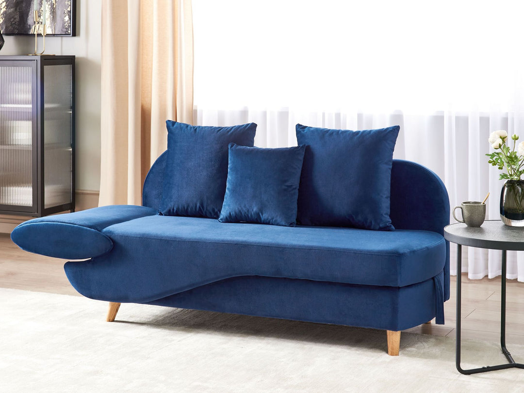 Meri II Left Hand Velvet Chaise Lounge with Storage Blue