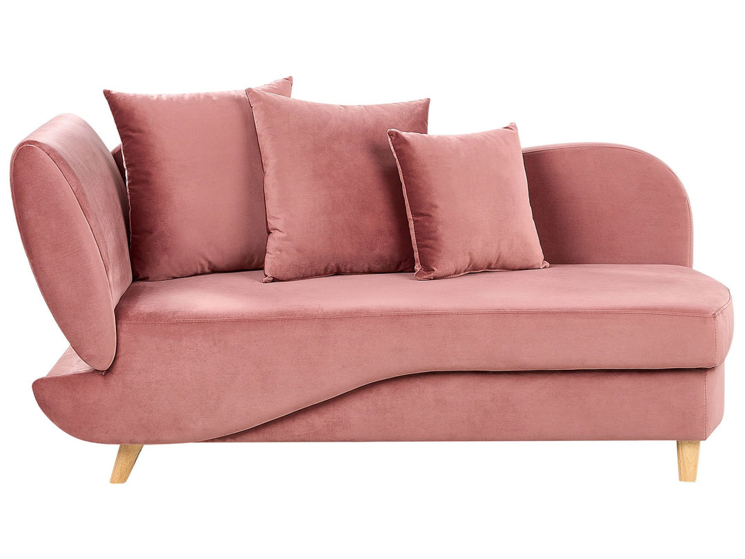 Meri II Left Hand Velvet Chaise Lounge with Storage Pink