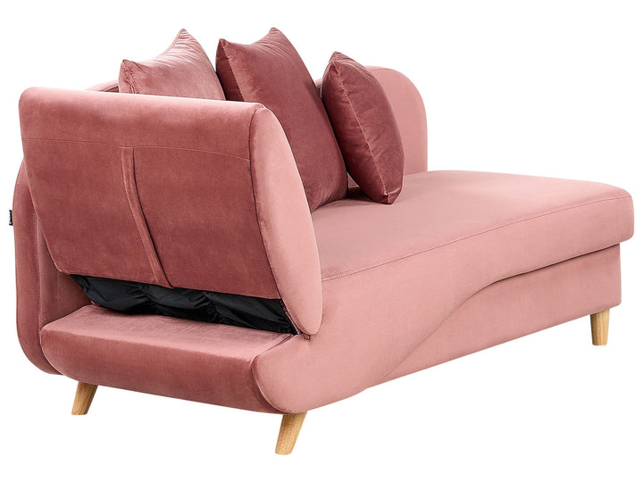 Meri II Left Hand Velvet Chaise Lounge with Storage Pink