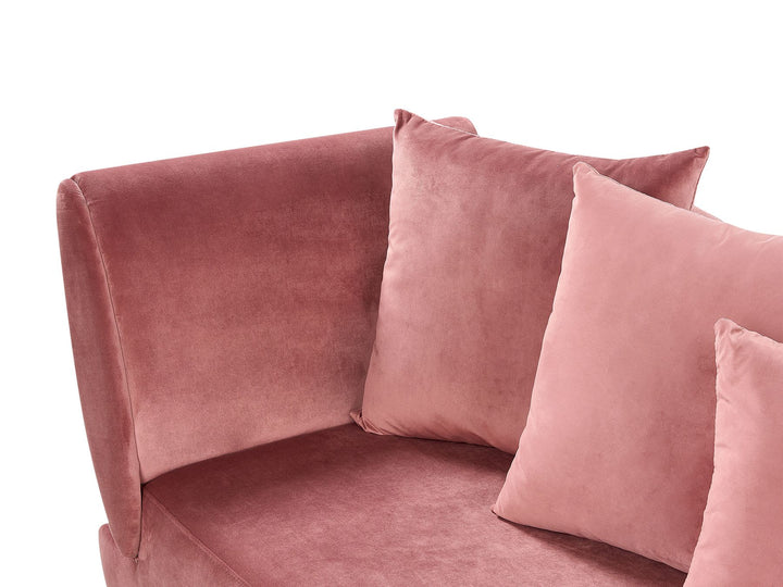 Meri II Left Hand Velvet Chaise Lounge with Storage Pink