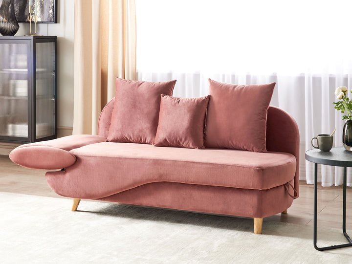 Meri II Left Hand Velvet Chaise Lounge with Storage Pink