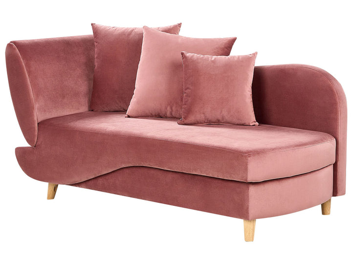 Meri II Left Hand Velvet Chaise Lounge with Storage Pink