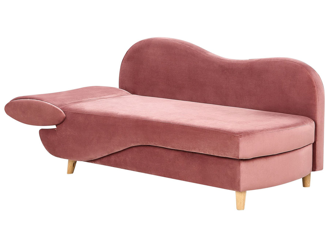 Meri II Left Hand Velvet Chaise Lounge with Storage Pink