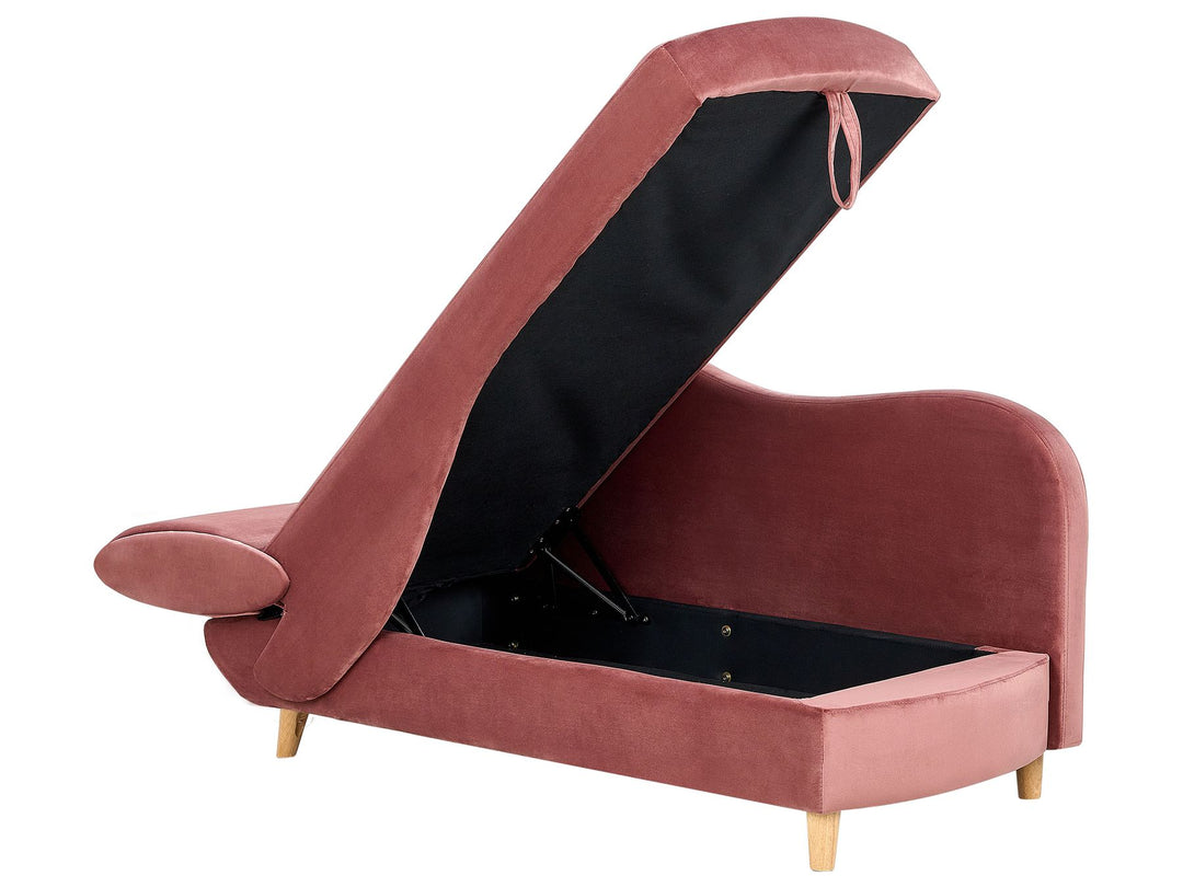 Meri II Left Hand Velvet Chaise Lounge with Storage Pink