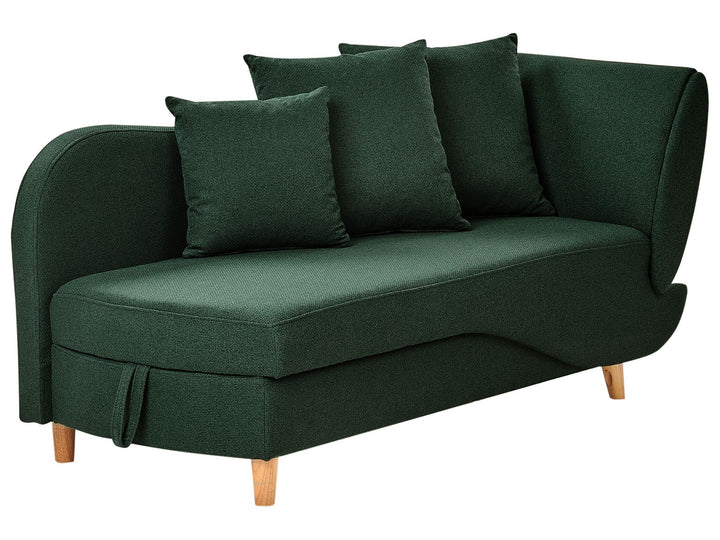 Meri II Right Hand Fabric Chaise Lounge with Storage Green