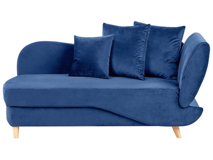 Meri II Right Hand Velvet Chaise Lounge with Storage Blue