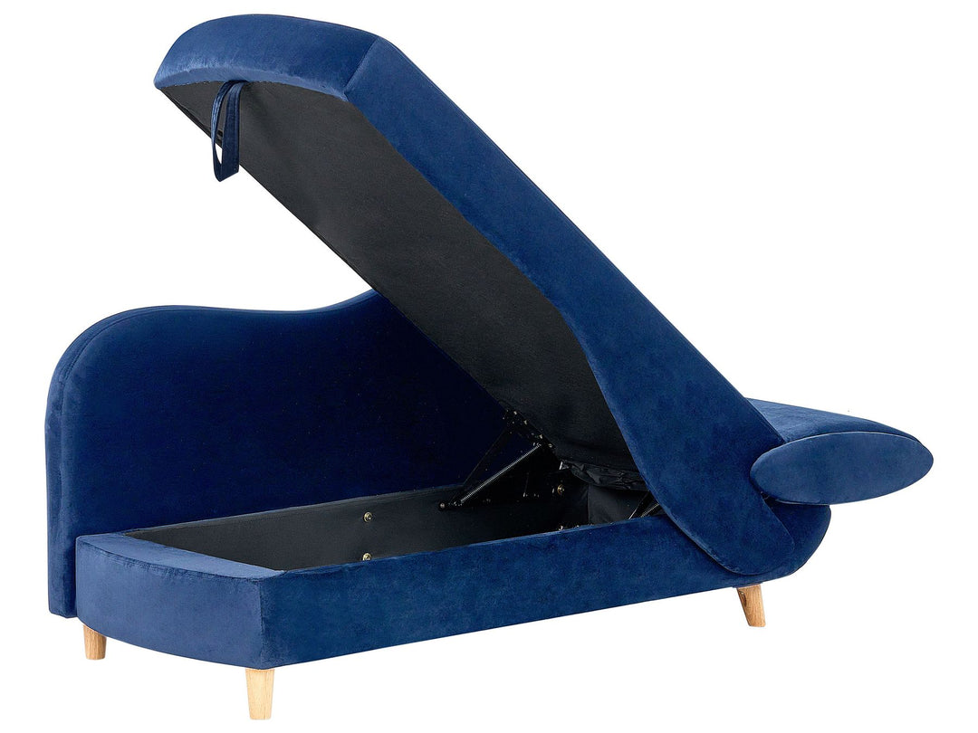 Meri II Right Hand Velvet Chaise Lounge with Storage Blue