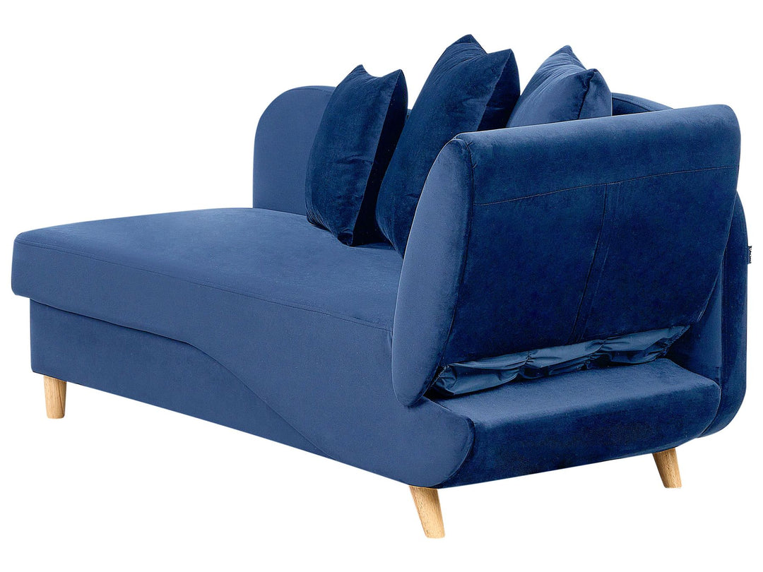 Meri II Right Hand Velvet Chaise Lounge with Storage Blue