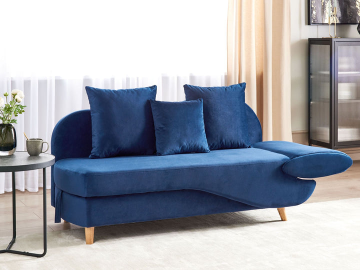 Meri II Right Hand Velvet Chaise Lounge with Storage Blue