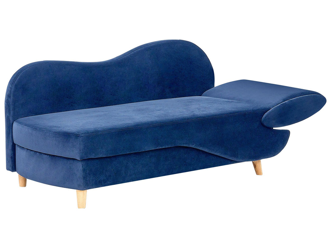 Meri II Right Hand Velvet Chaise Lounge with Storage Blue