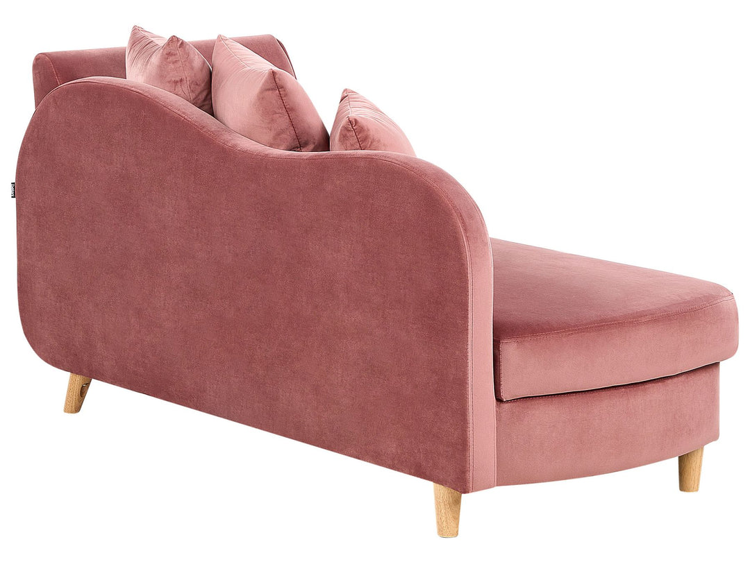 Meri II Right Hand Velvet Chaise Lounge with Storage Pink