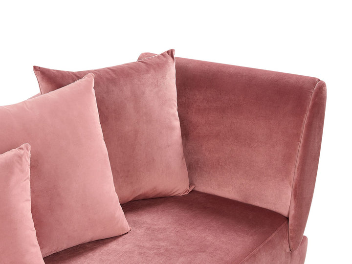 Meri II Right Hand Velvet Chaise Lounge with Storage Pink