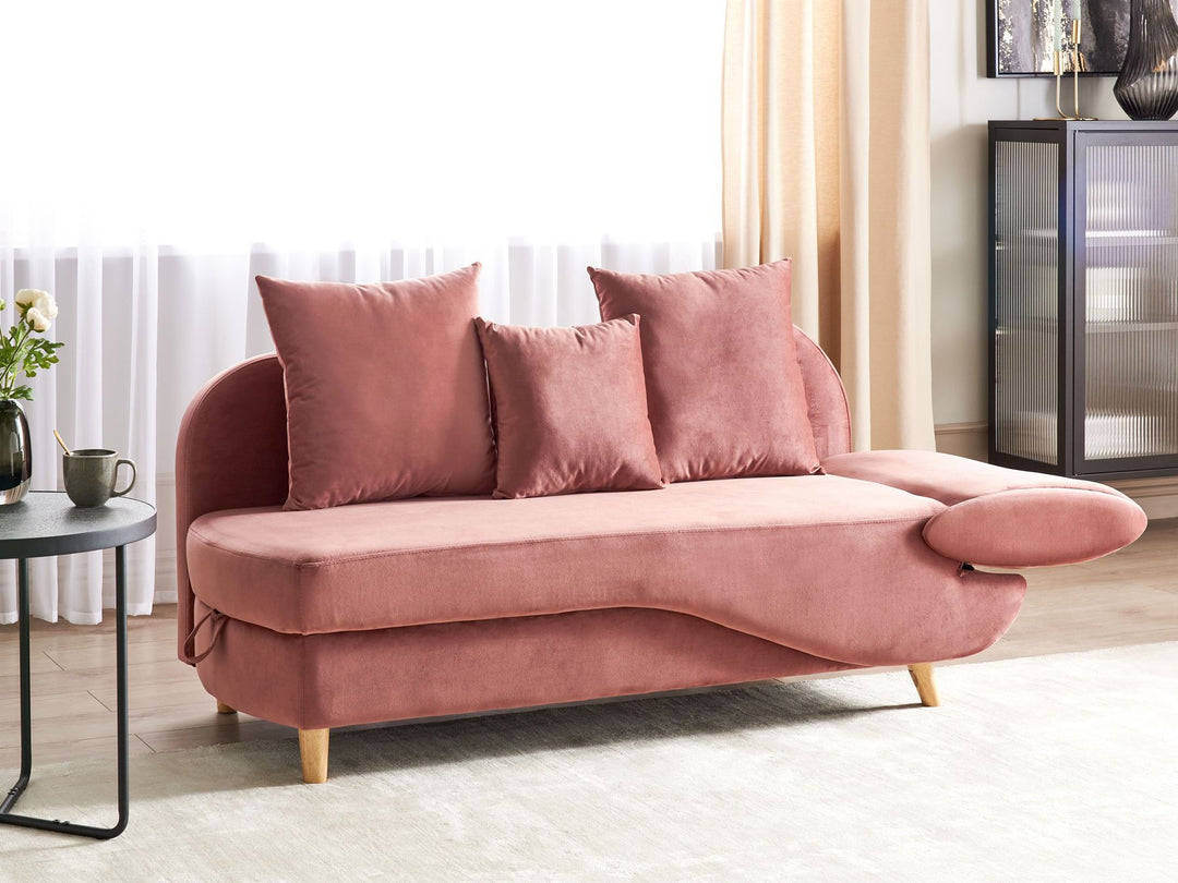 Meri II Right Hand Velvet Chaise Lounge with Storage Pink