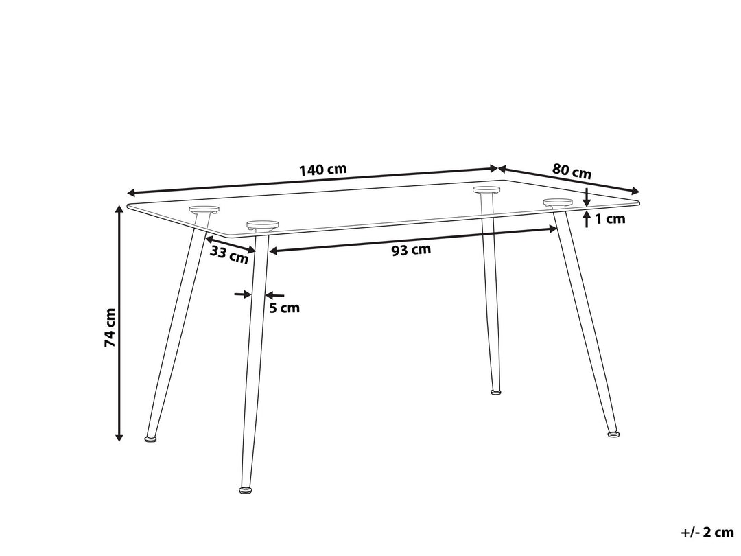 Sweden Glass Top Dining Table 140 x 80 cm