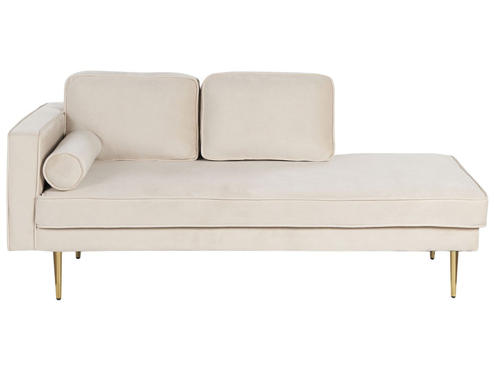 Miramas Left Hand Velvet Chaise Lounge Beige