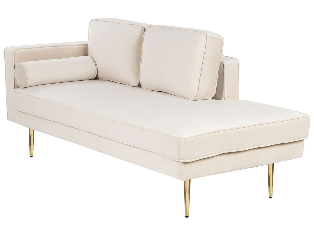 Miramas Left Hand Velvet Chaise Lounge Beige