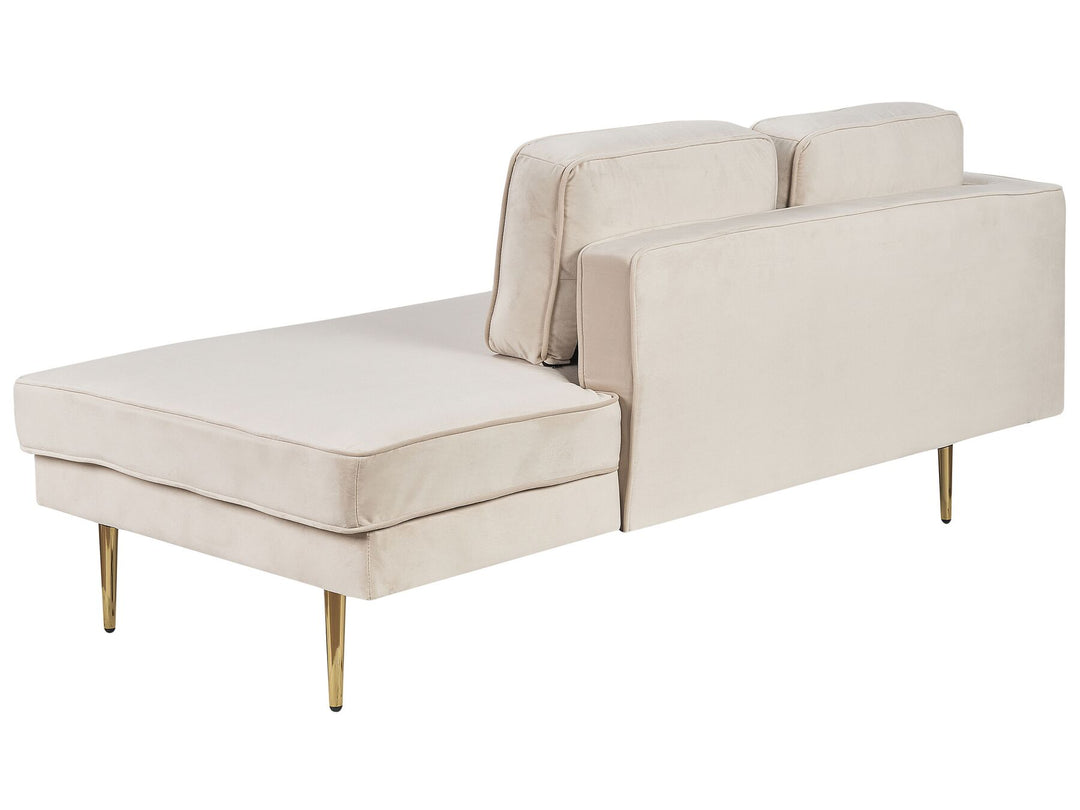 Miramas Left Hand Velvet Chaise Lounge Beige