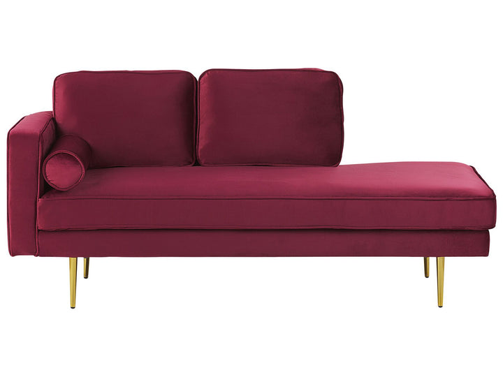 Miramas Left Hand Velvet Chaise Lounge Dark Red