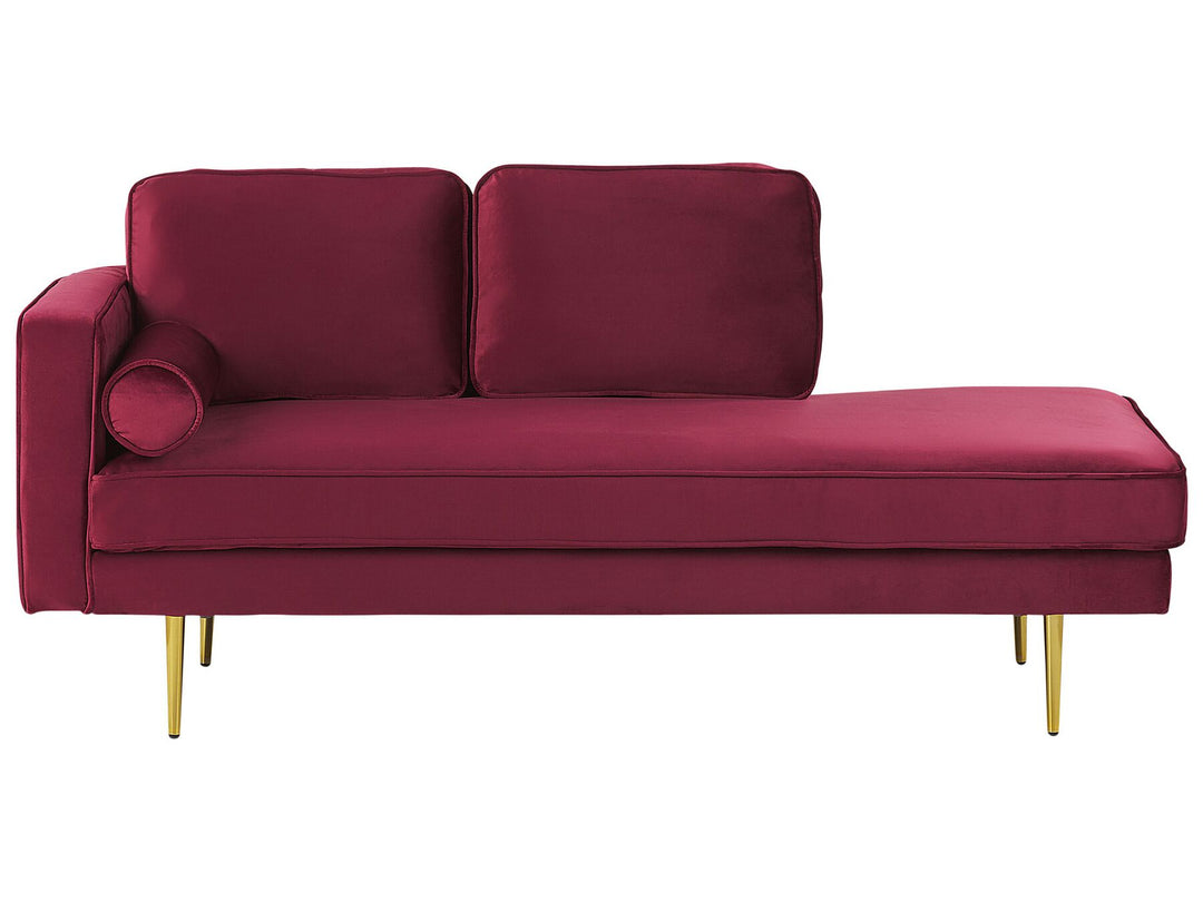 Miramas Right Hand Velvet Chaise Lounge Dark Red