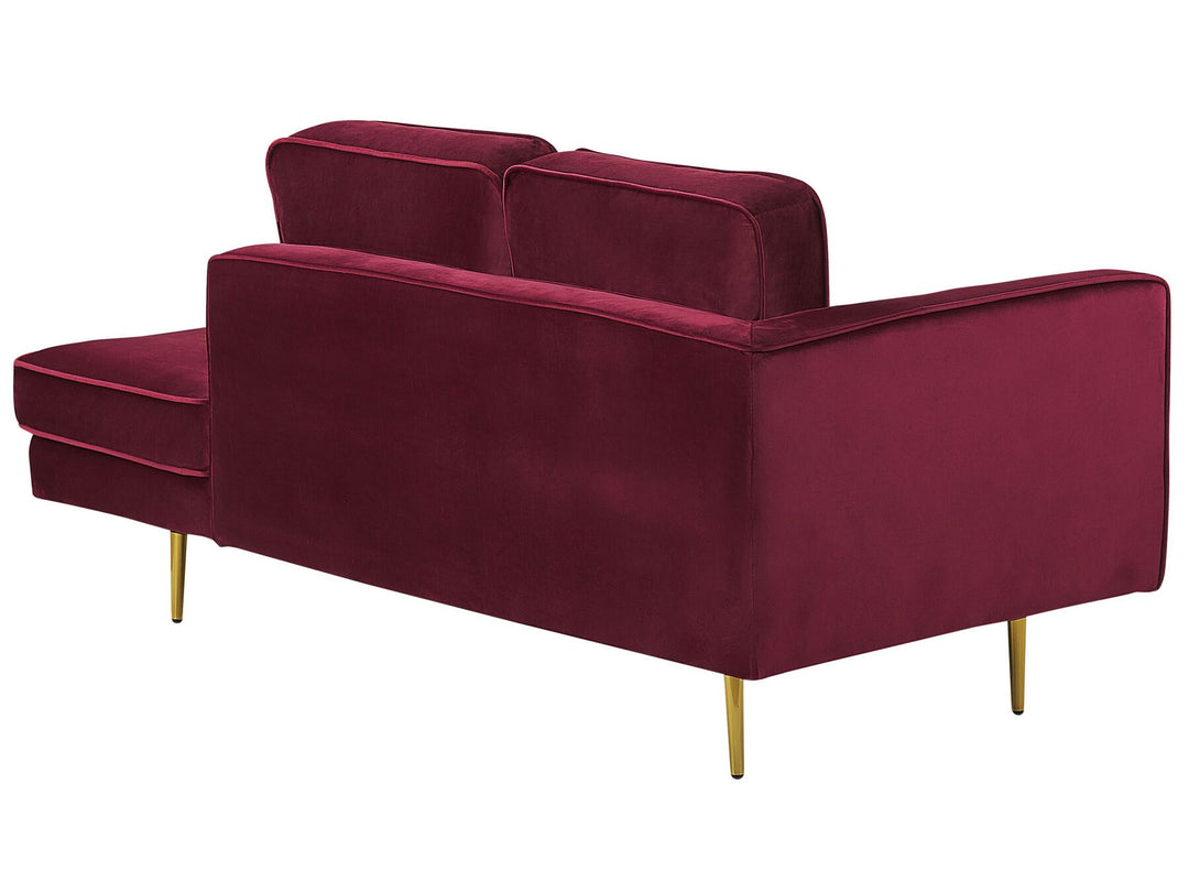 Miramas Left Hand Velvet Chaise Lounge Dark Red