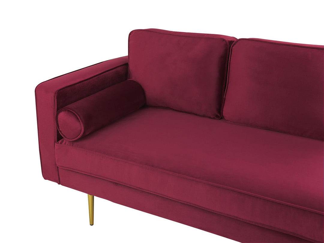 Miramas Left Hand Velvet Chaise Lounge Dark Red