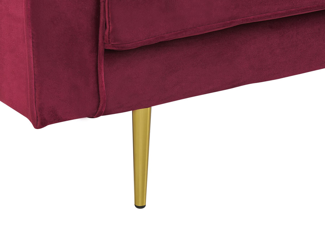 Miramas Left Hand Velvet Chaise Lounge Dark Red