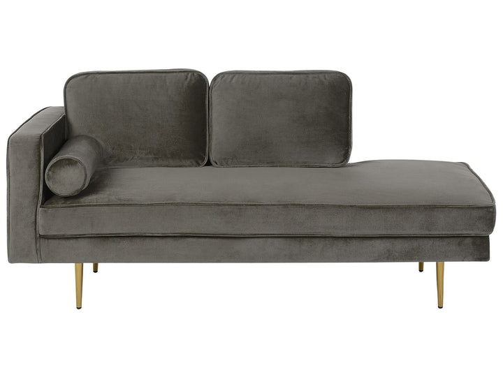 Miramas Left Hand Velvet Chaise Lounge Grey