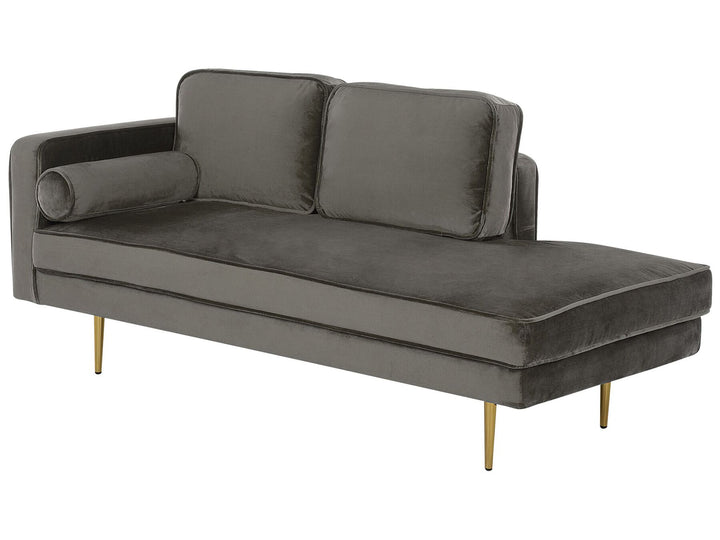 Miramas Left Hand Velvet Chaise Lounge Grey