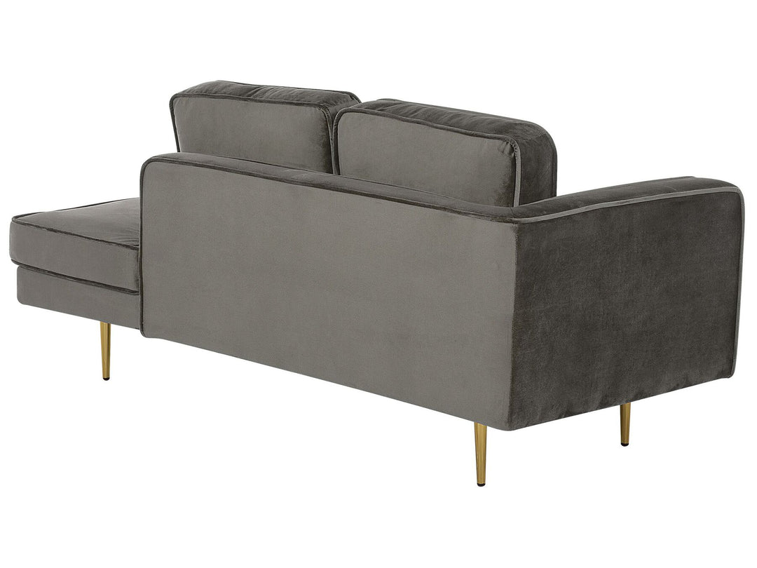 Miramas Left Hand Velvet Chaise Lounge Grey