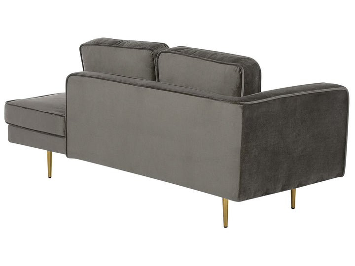 Miramas Left Hand Velvet Chaise Lounge Grey